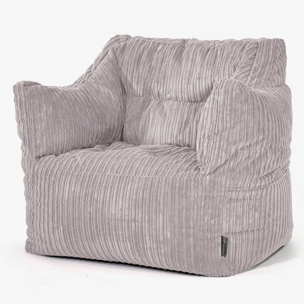 Fauteuil Pouf Victor - Côtelé Gris Argent 01