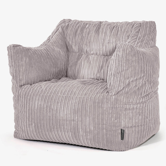 Fauteuil Pouf Victor - Côtelé Gris Argent 01