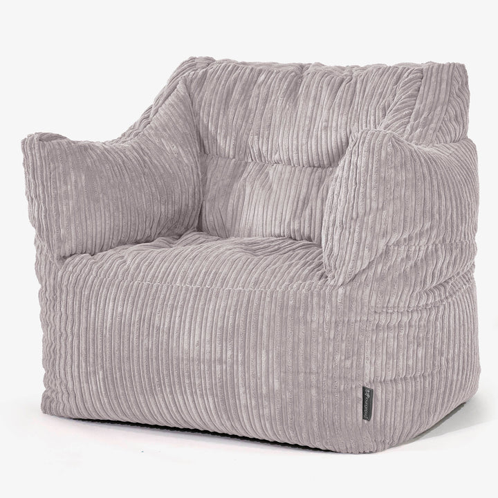 Fauteuil Pouf Victor - Côtelé Gris Argent 01