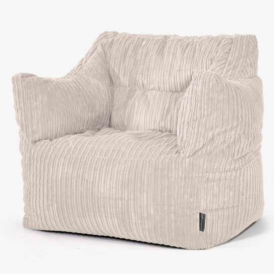 Fauteuil Pouf Victor - Côtelé Ivoire 01