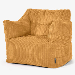 Fauteuil Pouf Victor - Côtelé Miel doré