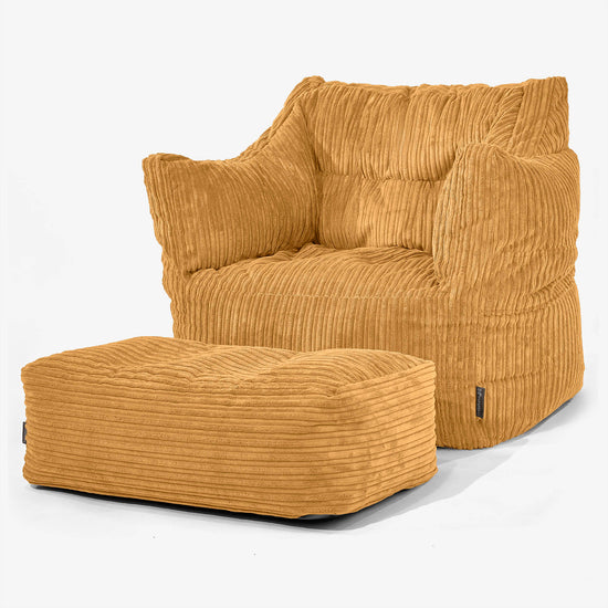Fauteuil Pouf Victor - Côtelé Miel doré 02