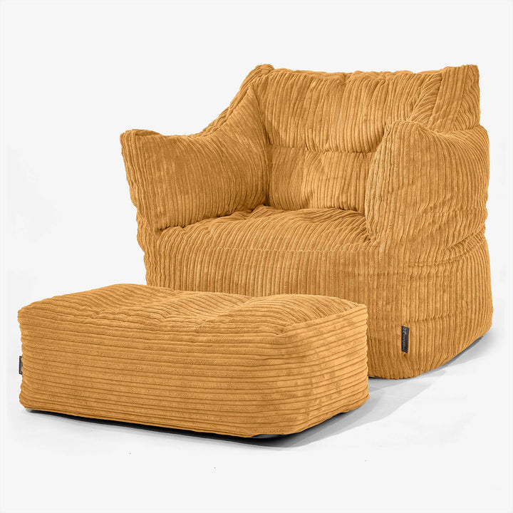 Fauteuil Pouf Victor - Côtelé Miel doré 02