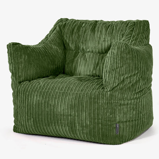 Fauteuil Pouf Victor - Côtelé Vert Forêt 01