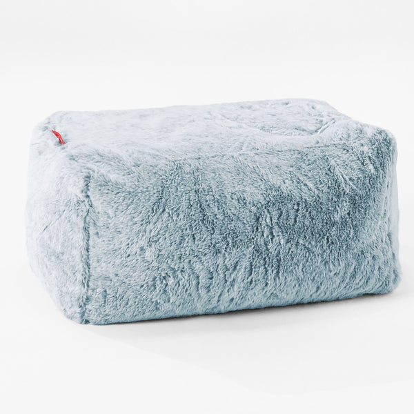 Petit Repose Pied Housse de Remplacement - Fausse Fourrure Lapin Brun 01