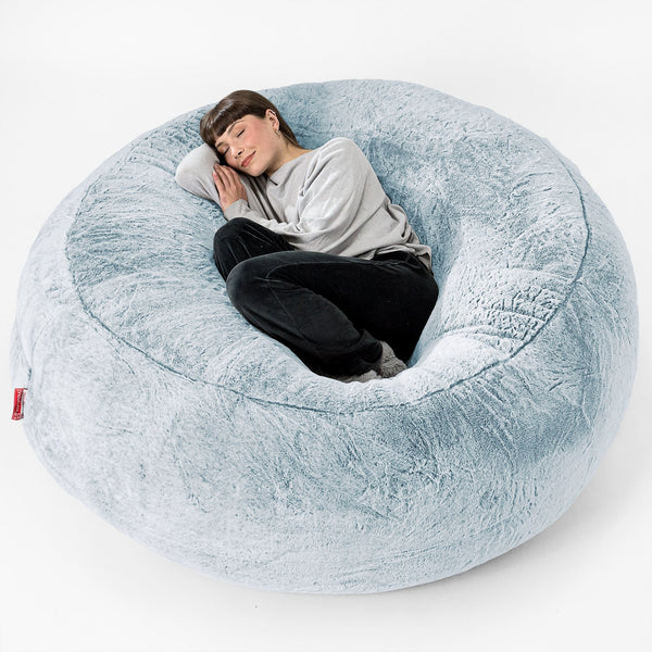 Canapé Pouf Géant Grande Mammouth Housse de Remplacement - Fausse Fourrure Lapin Brun 01