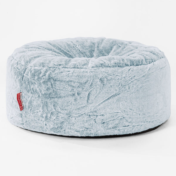 Pouf Design Rond Housse de Remplacement - Fausse Fourrure Lapin Brun 01