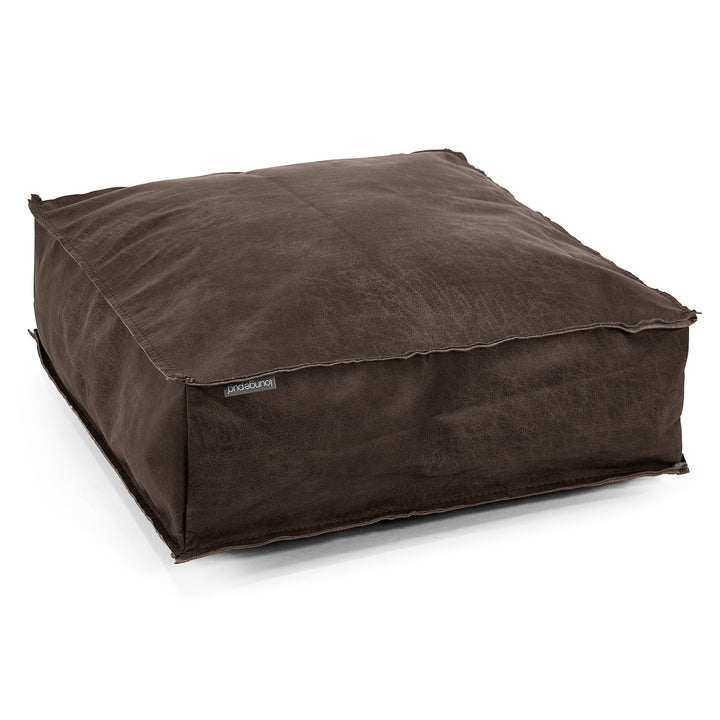 Grand Coussin de Sol - Cuir Vintage Gris Ardoise 01