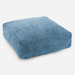 Grand Coussin de Sol - Pompon Bleu Ciel