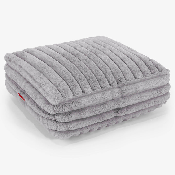 Grand Coussin de Sol - Velours Côtelé Ultra Pelucheux Gris 01