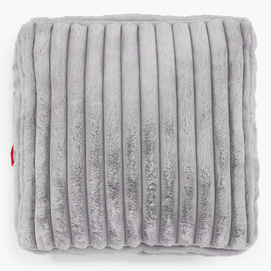 Grand Coussin de Sol - Velours Côtelé Ultra Pelucheux Gris 02