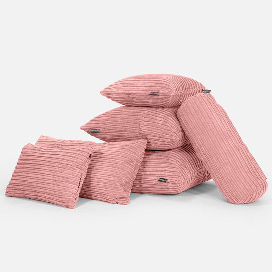 Grand Housse de Coussin 70 x 70cm - Côtelé Pêche 04