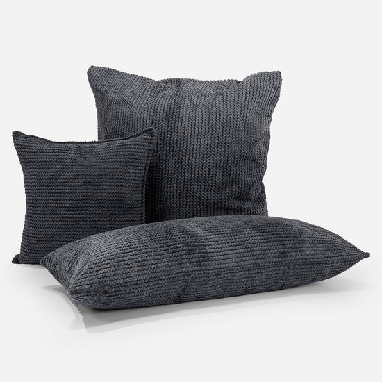 Grand Housse de Coussin 70 x 70cm - Pompon Noir 04