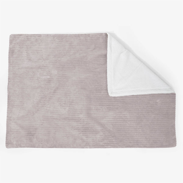 Grand Plaid / Couverture Sherpa 140 x 200cm - Côtelé Gris Argent 01