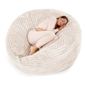 Canapé Pouf Géant Grande Mammouth - Velours Côtelé Ultra Pelucheux Crème