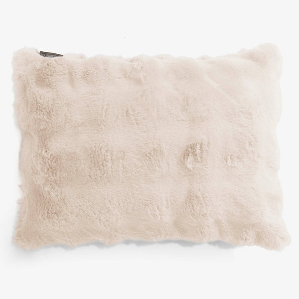 Housse de Coussin Rectangulaire 35 x 50cm - Fausse Fourrure à Bulles Crème 01
