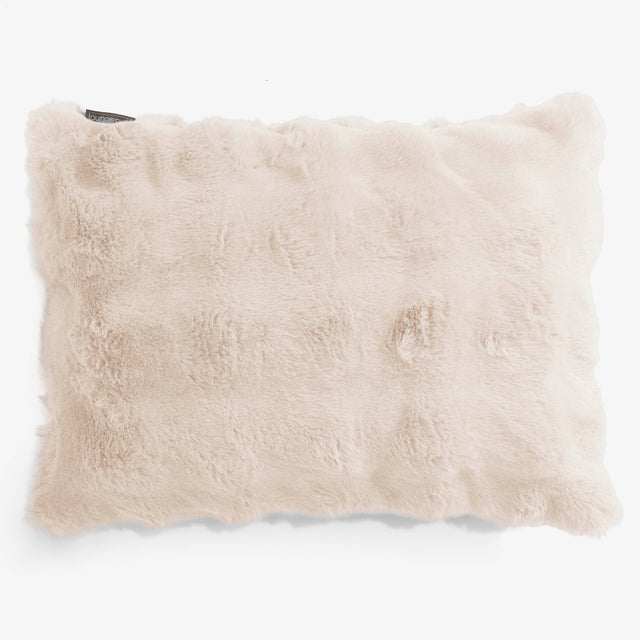 Housse de Coussin Rectangulaire 35 x 50cm - Fausse Fourrure à Bulles Crème 01