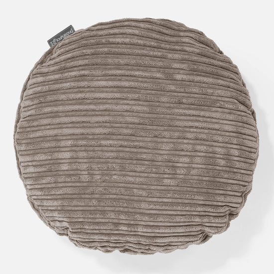 Housse de Coussin Rond 50cm - Côtelé Grège 01