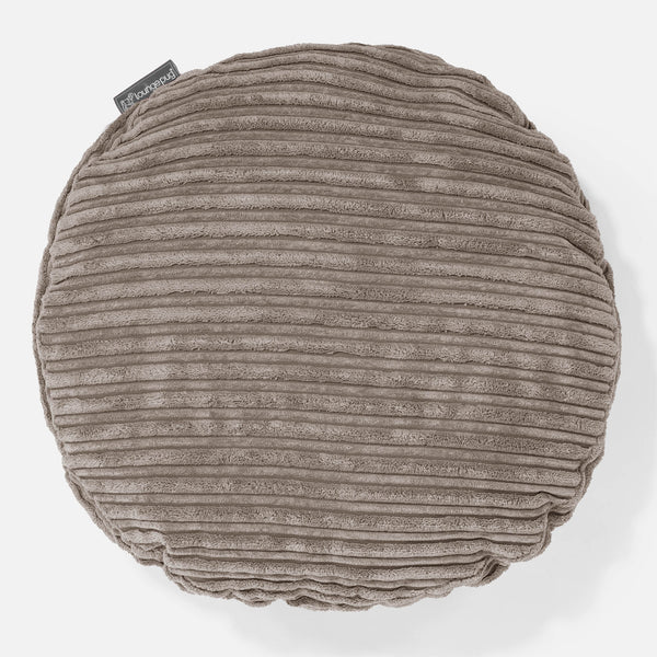 Housse de Coussin Rond 50cm - Côtelé Grège 01