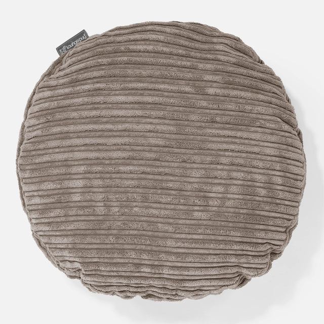 Housse de Coussin Rond 50cm - Côtelé Grège 01