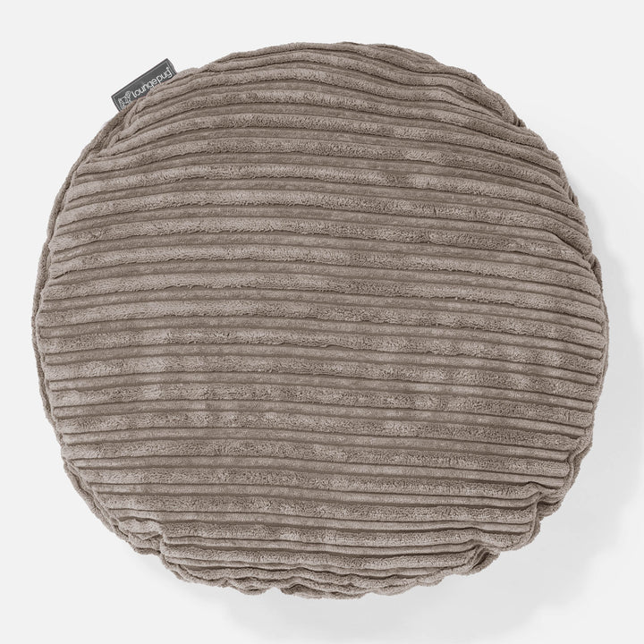 Housse de Coussin Rond 50cm - Côtelé Grège 01