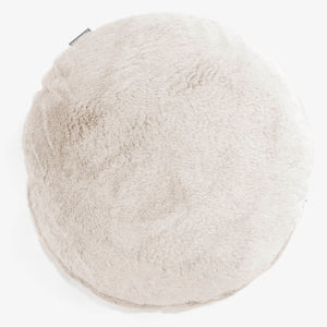Housse de Coussin Rond 50cm - Fausse Fourrure Lapin Blanc