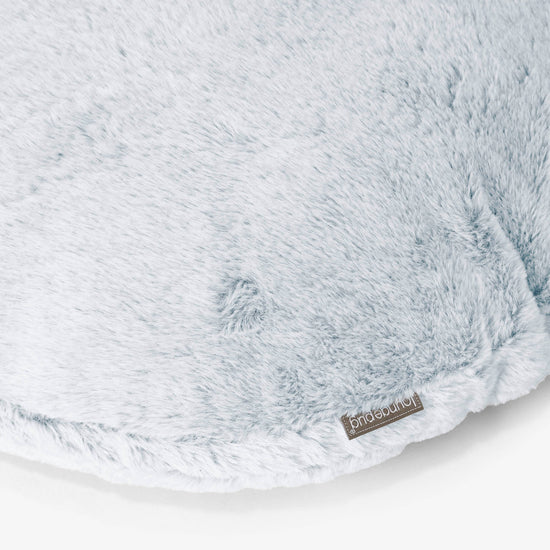 Housse de Coussin Rond 50cm - Fausse Fourrure Lapin Bleu Pastel 02