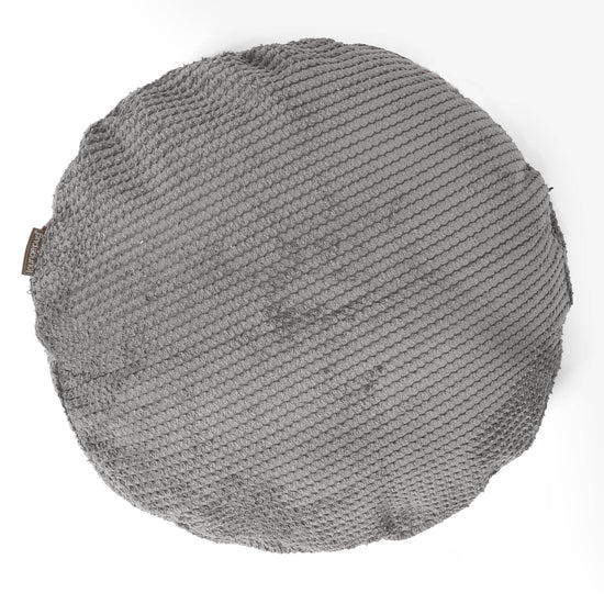 Housse de Coussin Rond 50cm - Pompon Anthracite 01