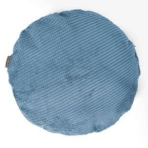 Housse de Coussin Rond 50cm - Pompon Bleu Ciel