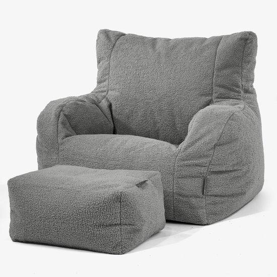 Joséphine Pouf Fauteuil Design - Bouclé Gris 02