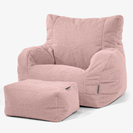 Joséphine Pouf Fauteuil Design - Bouclé Rose 02