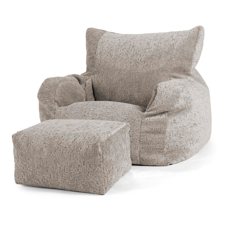 Joséphine Pouf Fauteuil Design - Chenille Luxe Gris 02