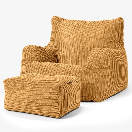 Joséphine Pouf Fauteuil Design - Côtelé Miel doré 02