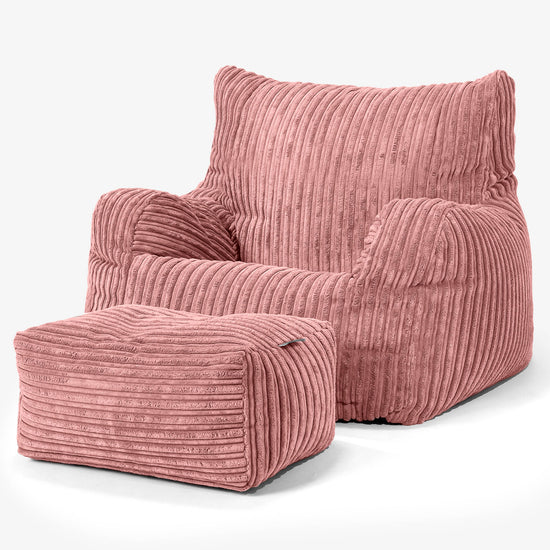 Joséphine Pouf Fauteuil Design - Côtelé Pêche 02