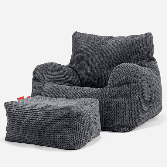Joséphine Pouf Fauteuil Design - Pompon Noir 02