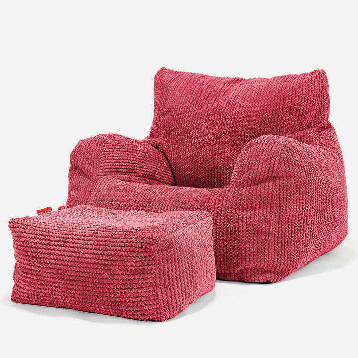 Joséphine Pouf Fauteuil Design - Pompon Rouge pastel 02