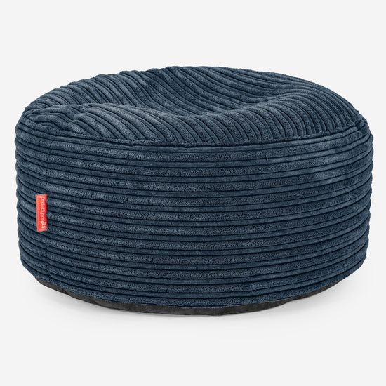 Pouf Ottoman avec Plateau - Côtelé Bleu Marine  03