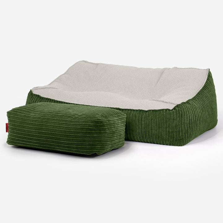 Le Canapé Pouf Doudou - Bouclé & Côtelé Vert Forêt 03