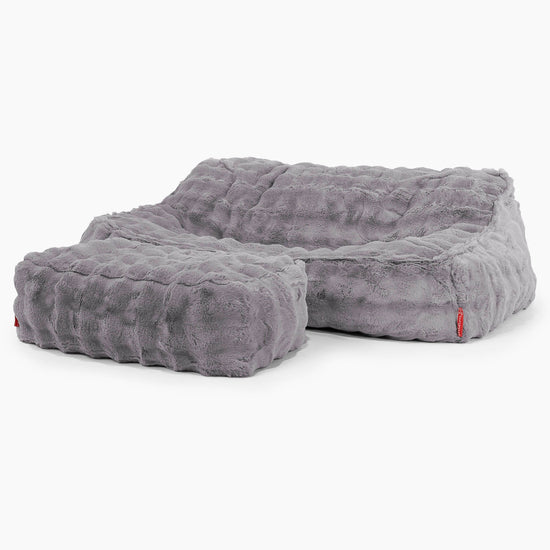 Le Canapé Pouf Doudou - Fausse Fourrure à Bulles Gris 03