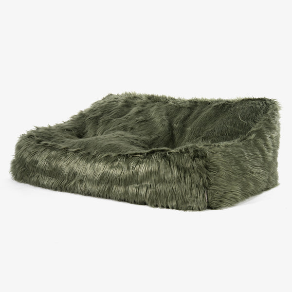 Le Canapé Pouf Doudou - Imitation fourrure à poils longs Vert sauge 01