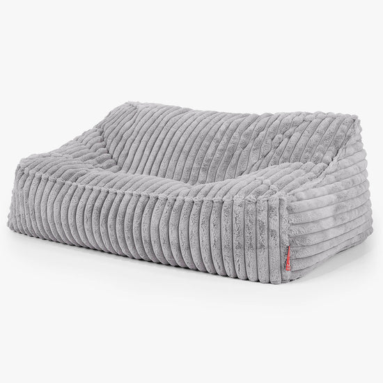 Le Canapé Pouf Doudou - Velours Côtelé Ultra Pelucheux Gris 01