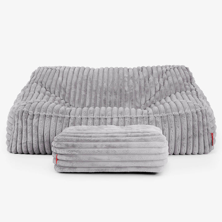 Le Canapé Pouf Doudou - Velours Côtelé Ultra Pelucheux Gris 03