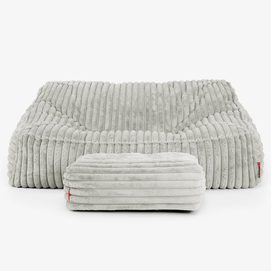 Le Canapé Pouf Doudou - Velours Côtelé Ultra Pelucheux Vert Sauge 03