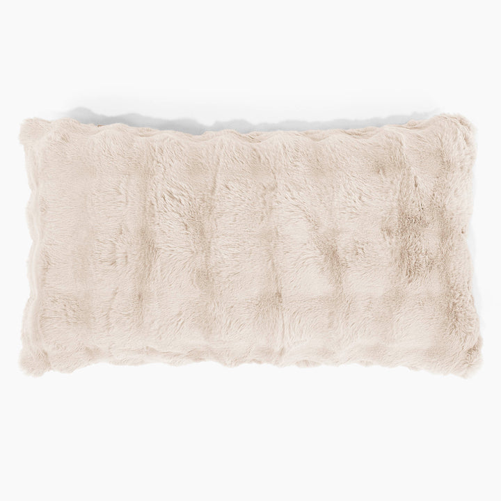 Housse de Coussin Rectangulaire Géant 40 x 70cm - Fausse Fourrure à Bulles Crème 01