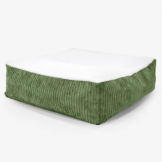 Le Matelas Géant pour Chien, Taille XXL - Sherpa & Côtelé Vert Forêt 01