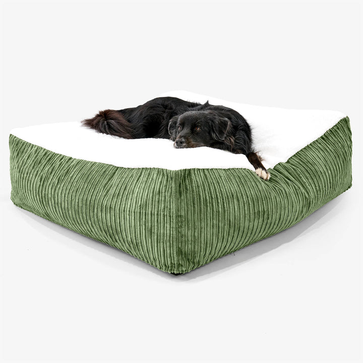 Le Matelas Géant pour Chien, Taille XXL - Sherpa & Côtelé Vert Forêt 02
