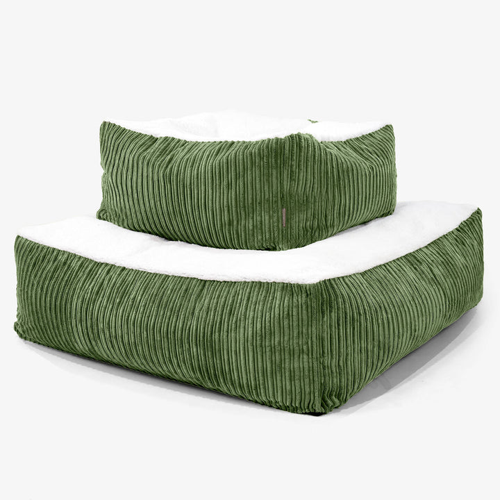 Le Matelas Géant pour Chien, Taille XXL - Sherpa & Côtelé Vert Forêt 03