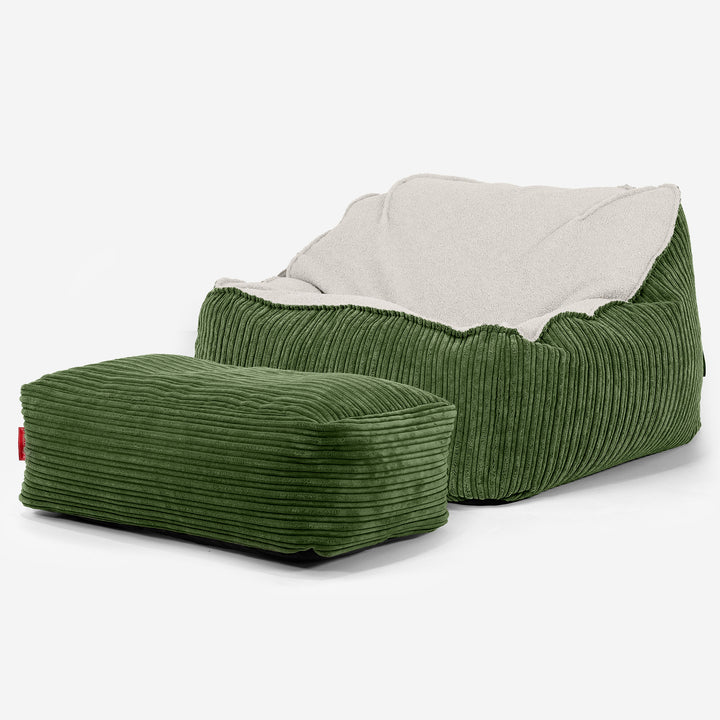 Le Pouf Doudou - Bouclé & Côtelé Vert Forêt 03