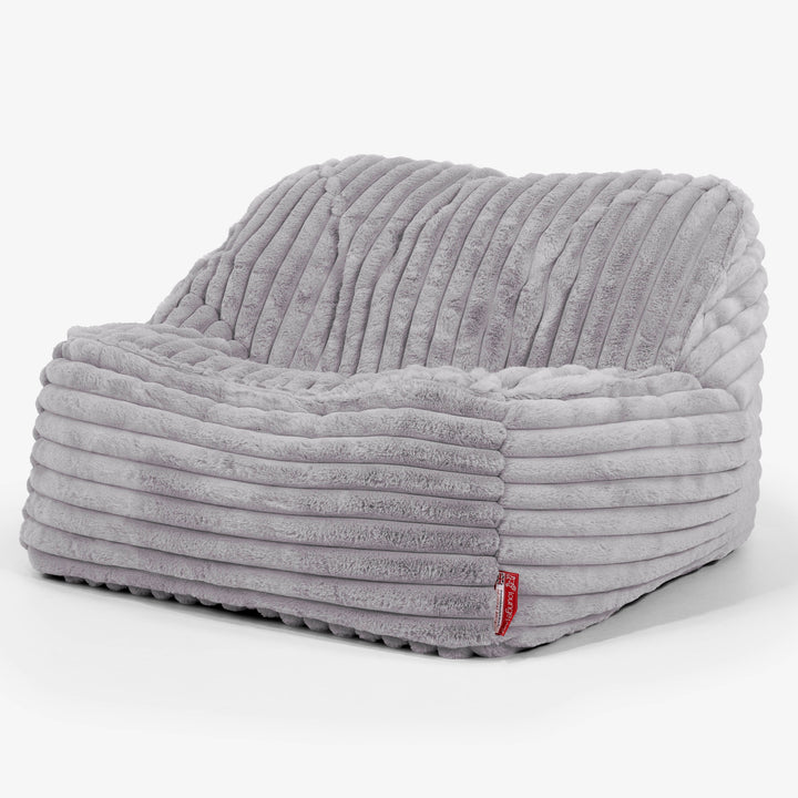 Le Pouf Doudou - Velours Côtelé Ultra Pelucheux Gris 01