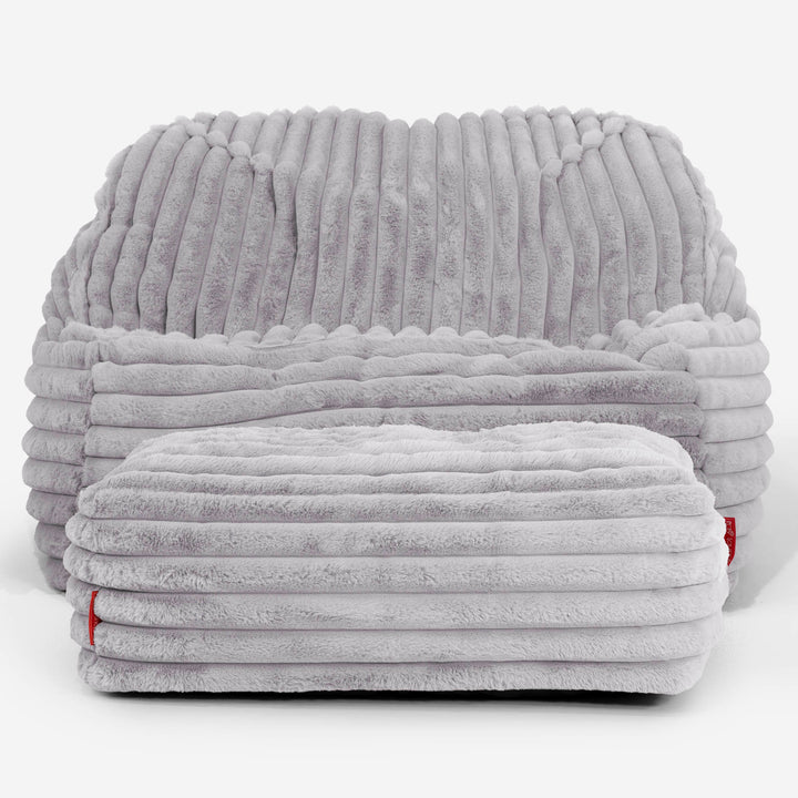 Le Pouf Doudou - Velours Côtelé Ultra Pelucheux Gris 03